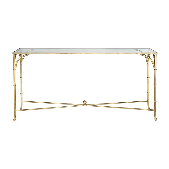 Maurice Faux Bamboo Console Table with Glass Top