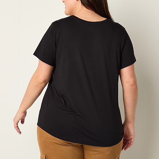A.N.A Womens Plus Scoop Neck Short Sleeve T-Shirt