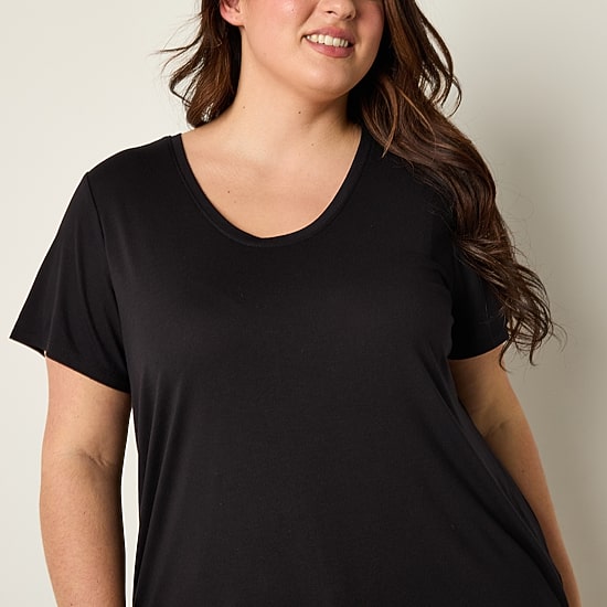 A.N.A Womens Plus Scoop Neck Short Sleeve T-Shirt