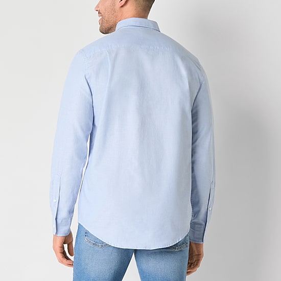 St. John's Bay Performance Oxford Dexterity Mens Easy-on + Easy-off Long Sleeve Classic Fit Button-Down Shirt
