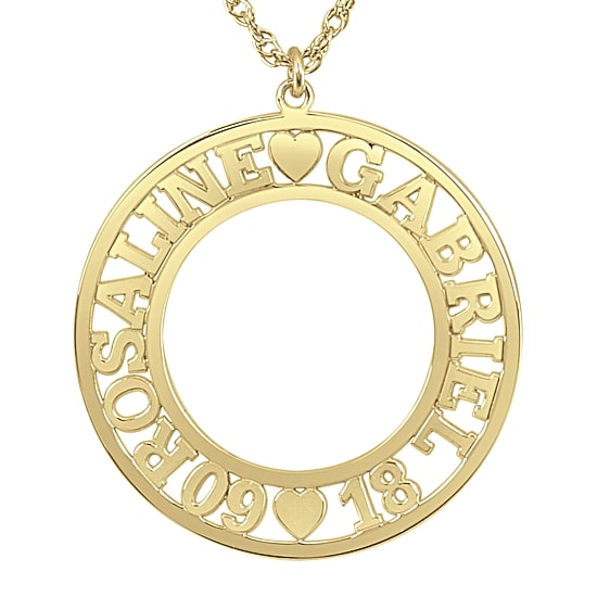 Personalized Couples Name and Date 28mm Circle Pendant Necklace