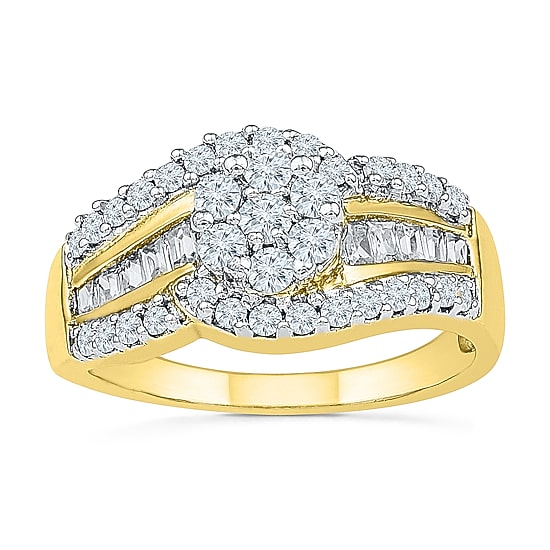 Womens 1 CT. T.W. Natural White Diamond 10K Gold Round Engagement Ring