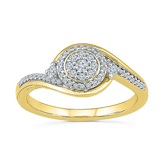 Womens 1/4 CT. T.W. Natural White Diamond 10K Gold Round Engagement Ring