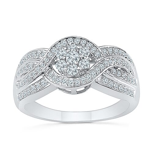 Modern Bride Womens 1/2 Ct. T.w. Natural White Diamond 10k Gold Round Engagement Ring