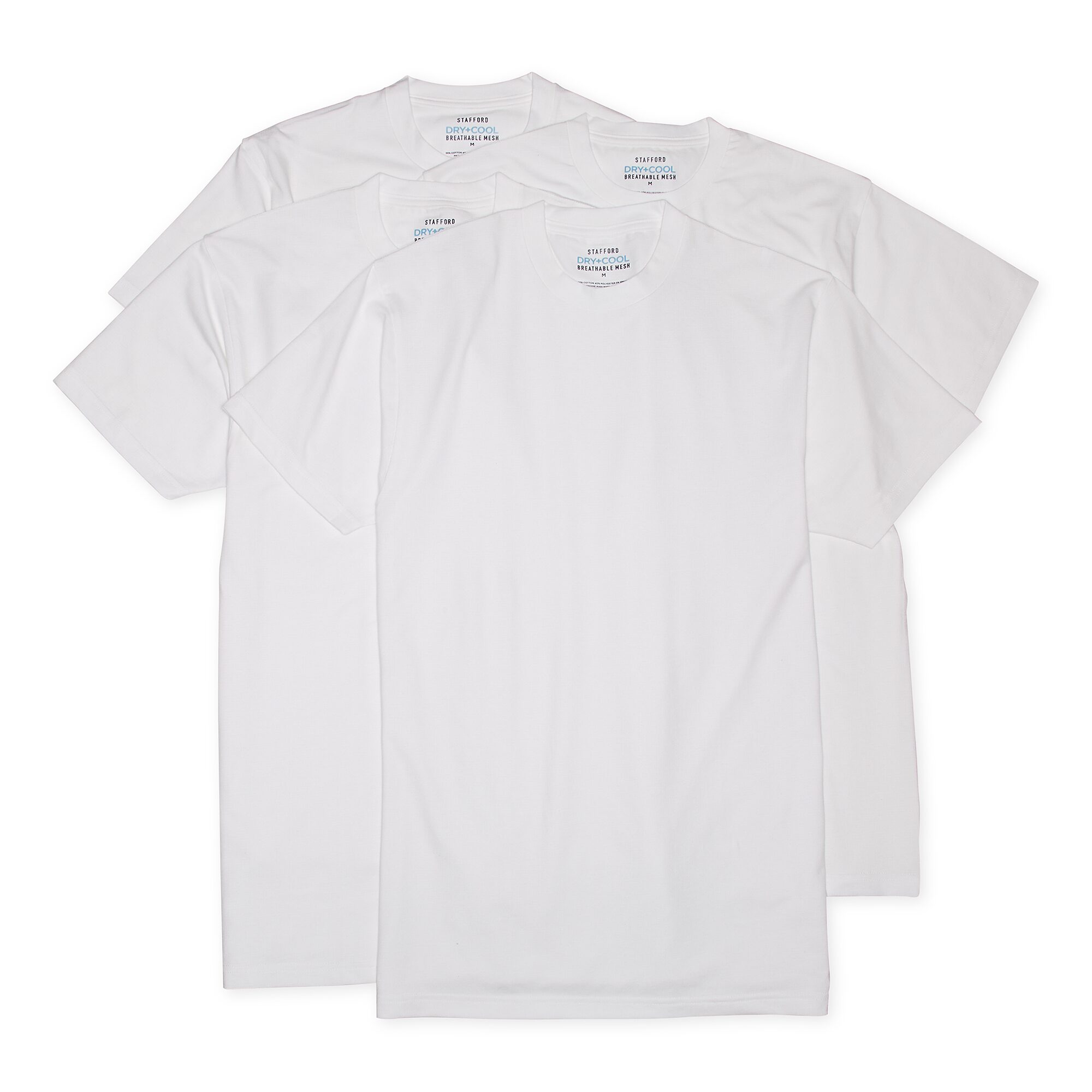Stafford Dry + Cool Breathable Mesh Mens 4 Pack Short Sleeve Crew Neck Moisture Wicking T-Shirt Big