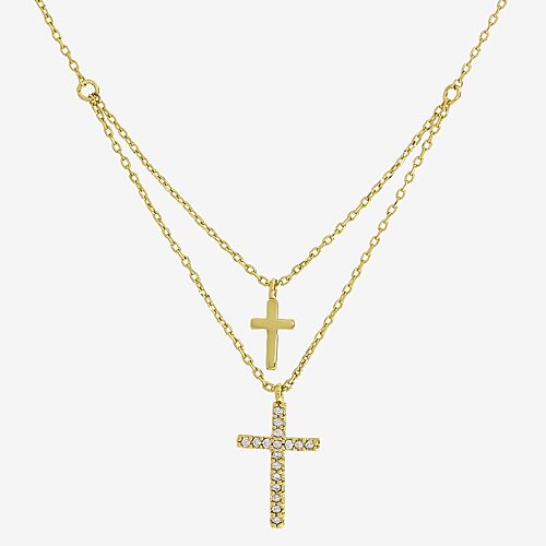 Sparkle Allure Womens Cubic Zirconia 14K Gold Over Brass 16 Inch Strand Necklace, One Size