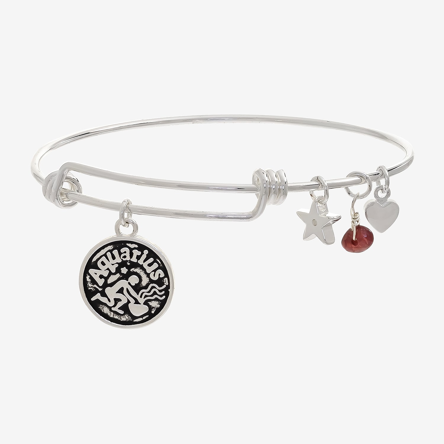 Sparkle Allure Zodiac Womens Red Ruby Pure Silver Over Brass Round Bangle Bracelet