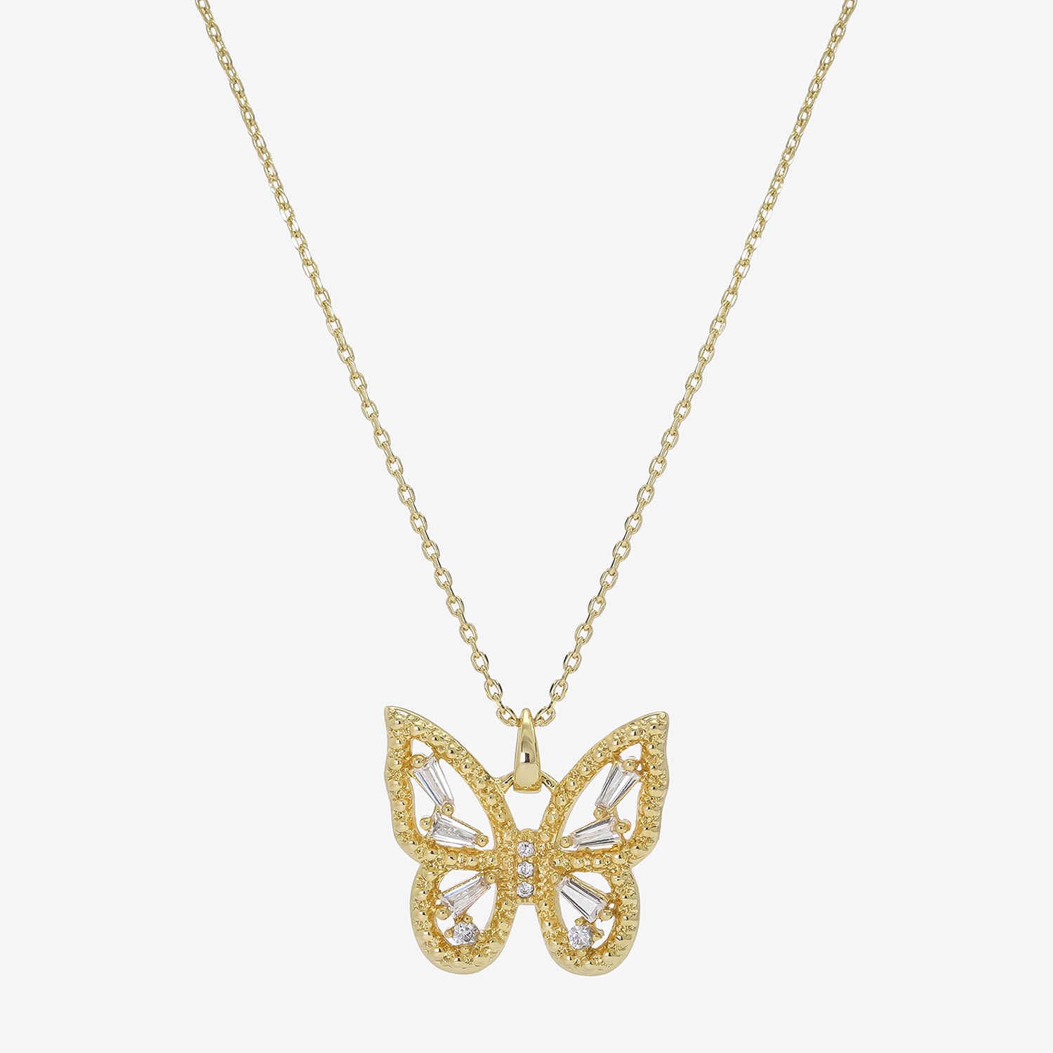 Sparkle Allure Womens Cubic Zirconia 14K Gold Over Brass Butterfly 16 Inch Pendant Necklace