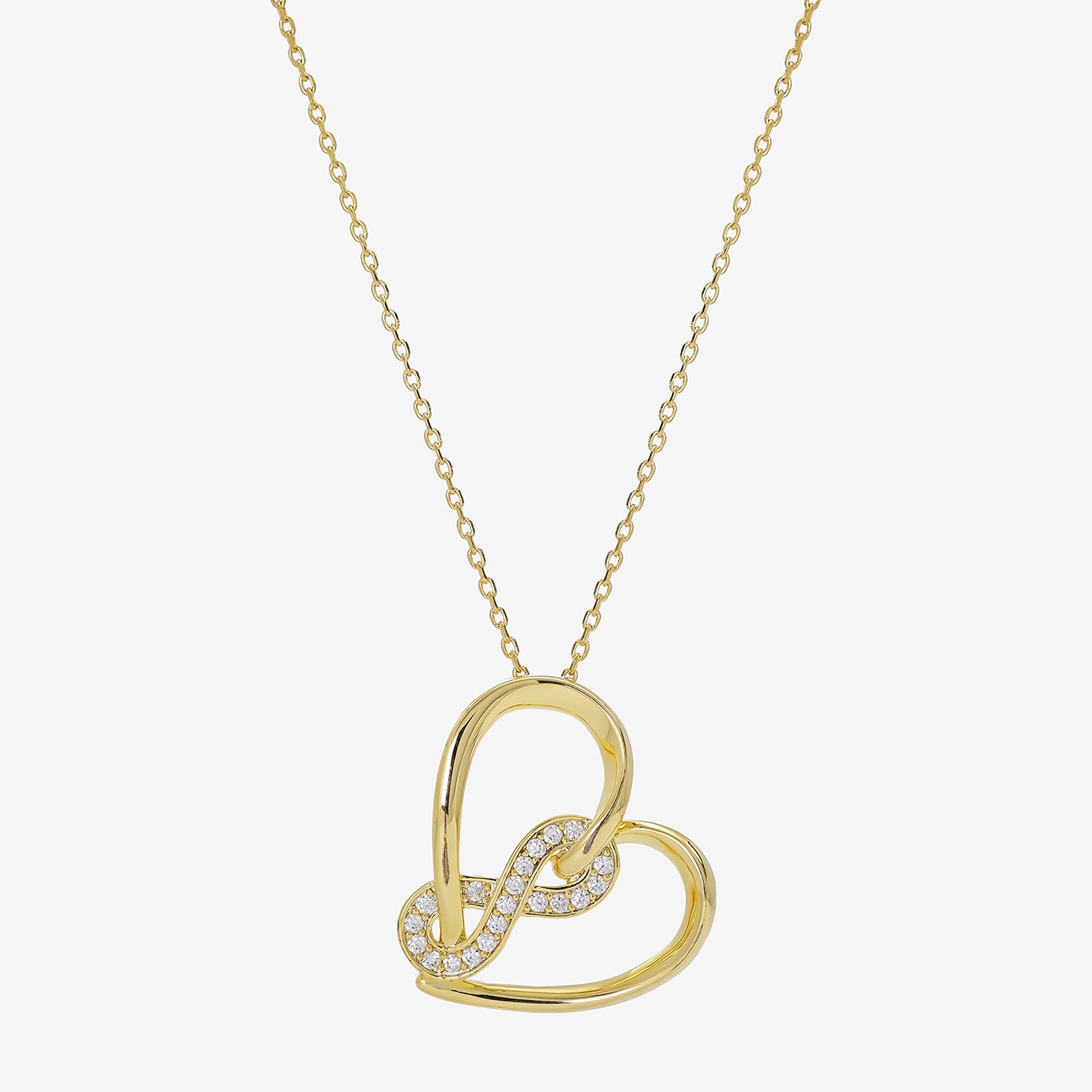 Sparkle Allure Womens Cubic Zirconia 14K Gold Over Brass Heart Infinity 16 Inch Pendant Necklace