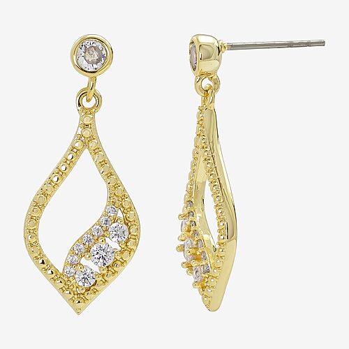 Sparkle Allure Womens Cubic Zirconia 14K Gold Over Brass Drop Earrings, One Size