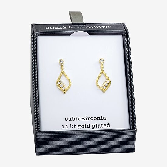 Sparkle Allure Womens Cubic Zirconia 14K Gold Over Brass Drop Earrings