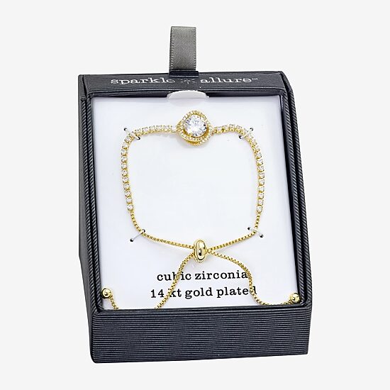 Sparkle Allure Womens Cubic Zirconia 14K Gold Over Brass Tennis Bracelet