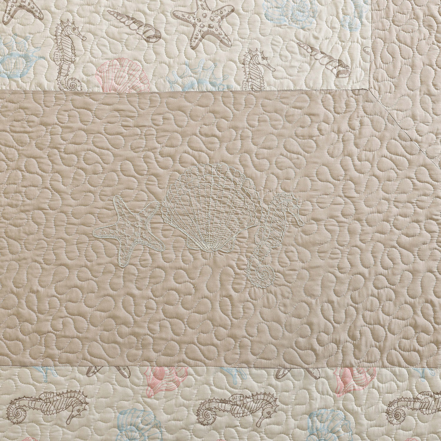 Beatrice Home Fashions Fine Shells Embroidered Bedspread