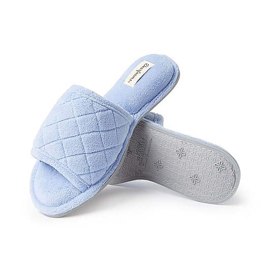 Dearfoams Beatrice Quilted Terry Womens Memory Foam Slip-On Slippers