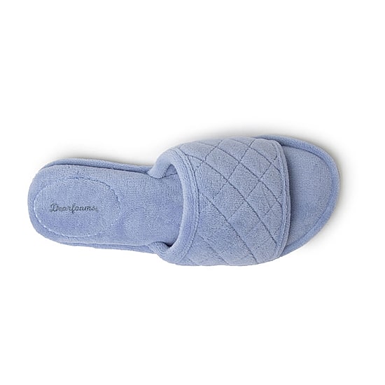 Dearfoams Beatrice Quilted Terry Womens Memory Foam Slip-On Slippers