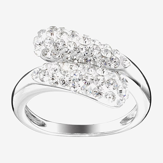 Sparkle Allure Womens Crystal Pure Silver Over Brass Bypass  Band