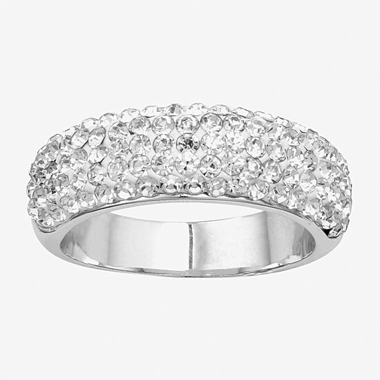 Sparkle Allure Womens 4MM White Crystal Pure Silver Over Brass Band