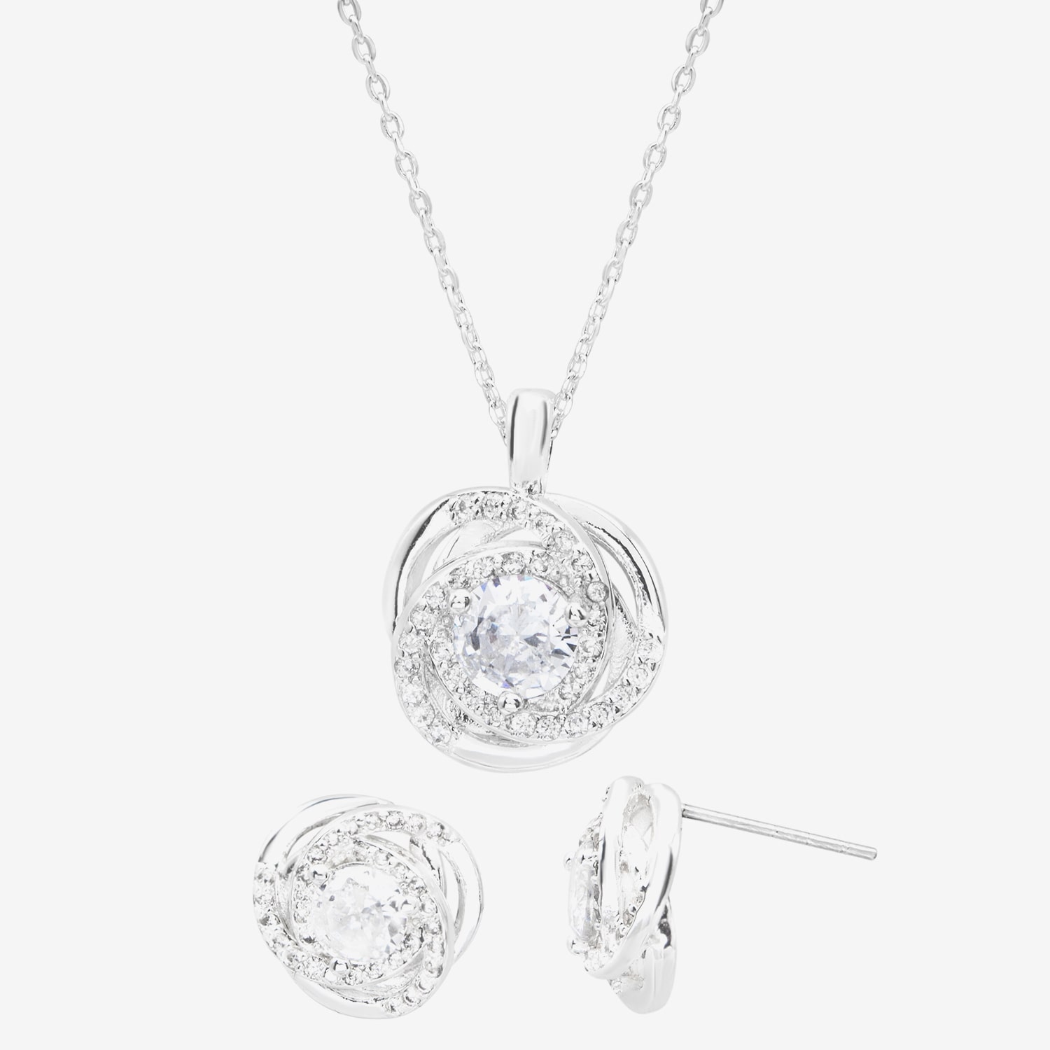 Sparkle Allure Light Up Box Love Womens Cubic Zirconia Pure Silver Over Brass Knot 2-pc. Jewelry Set