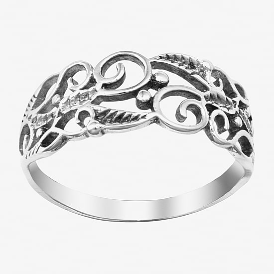 Silver Treasures Womens Sterling Silver Band