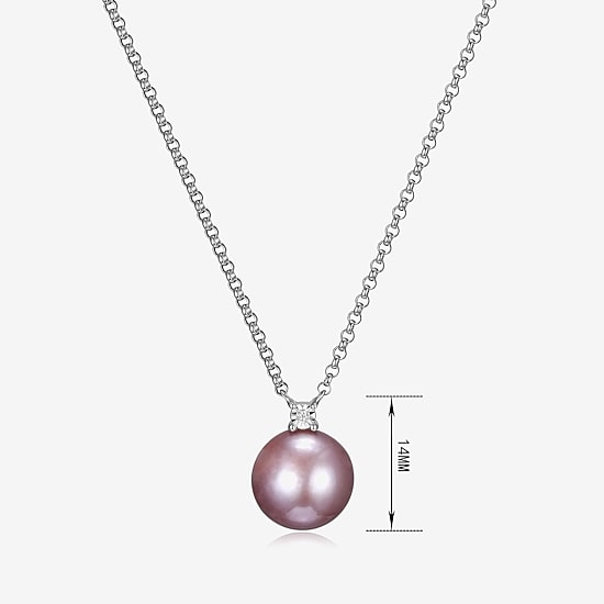 Womens Diamond Accent Pink Cultured Freshwater Pearl Sterling Silver 18 Inch Pendant Necklace