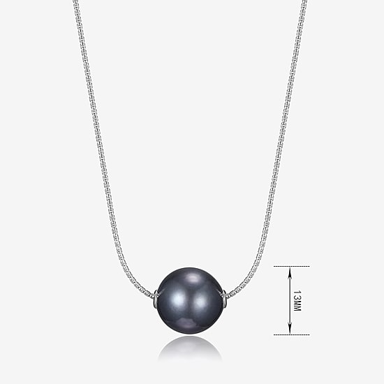 Womens Dyed Black Cultured Freshwater Pearl Sterling Silver 18 Inch Pendant Necklace