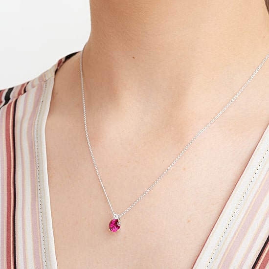 Womens Lab Created Red Ruby Sterling Silver 18 Inch Pendant Necklace