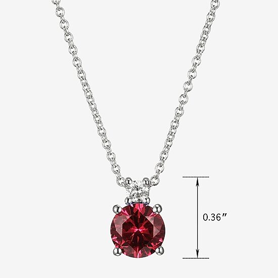 Womens Lab Created Red Ruby Sterling Silver 18 Inch Pendant Necklace