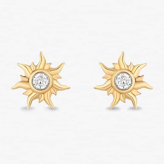 Enchanted Disney Fine Jewelry 1/10 CT. T.W. Natural White Diamond 14K Gold Over Silver 9.5mm Rapunzel Stud Earrings