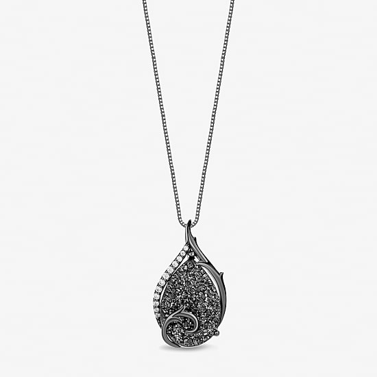 Villains Womens Diamond Accent Genuine Black Drusy Sterling Silver 18 Inch Pendant Necklace