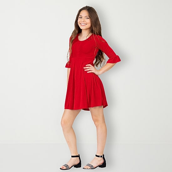 24sevenkid Big Kid Girls 3/4 Sleeve Party Dress