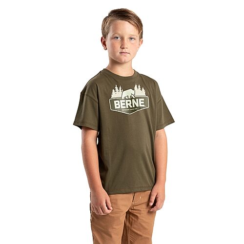 Berne Little & Big Kid Unisex Crew Neck Short Sleeve Moisture Wicking Active T-Shirt, X-large, Green