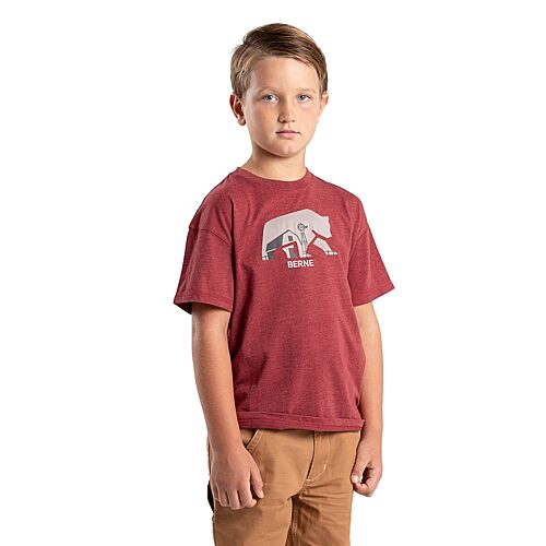 Berne Little & Big Kid Unisex Crew Neck Short Sleeve Moisture Wicking Active T-Shirt, Medium, Red