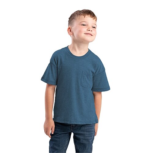 Berne Little & Big Kid Unisex Crew Neck Short Sleeve Moisture Wicking Active T-Shirt, Large, Blue