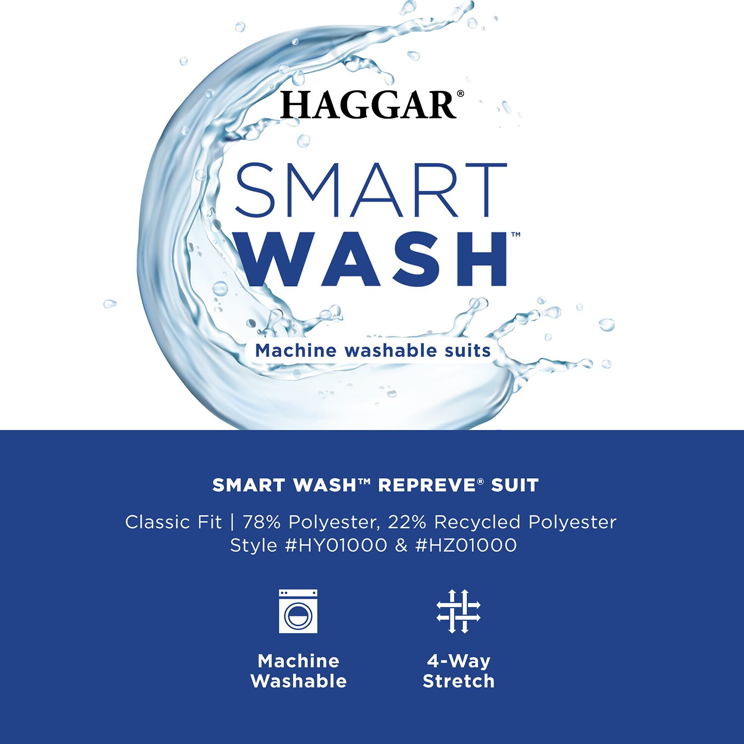 Haggar Smart Wash Premium Mens Stretch Fabric Classic Fit Suit Jacket