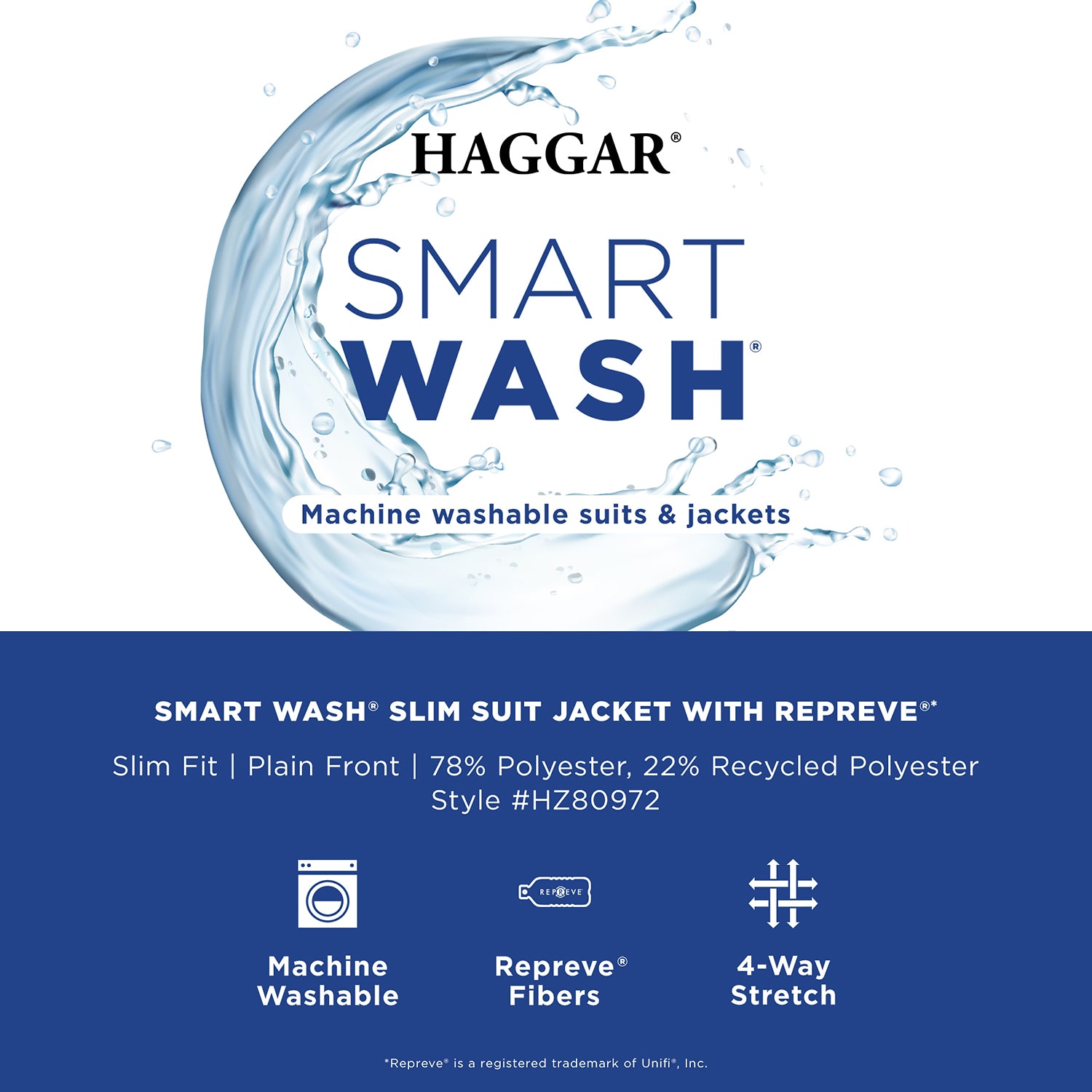 Haggar Smart Wash With Repreve Mens Stretch Fabric Slim Fit Suit Jacket