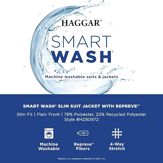 Haggar Smart Wash With Repreve Mens Stretch Fabric Slim Fit Suit Jacket