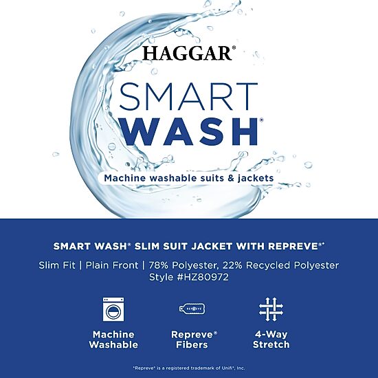 Haggar Smart Wash Tech Suit Mens Stretch Fabric Slim Fit Suit Jacket