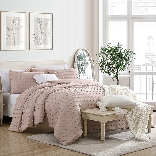 Swift Home Tufted Pom Pom Boho All Season Midweight Down Alternative Comforter Set