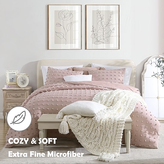 Swift Home Tufted Pom Pom Boho All Season Midweight Down Alternative Comforter Set