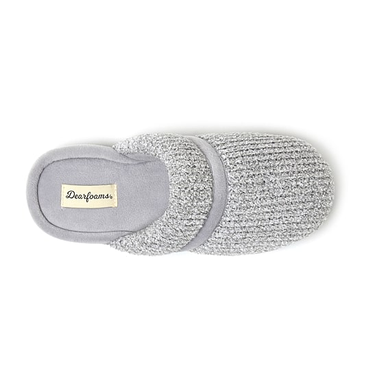 Dearfoams Serena Marled Chenille Scuff Womens Memory Foam Slip-On Slippers