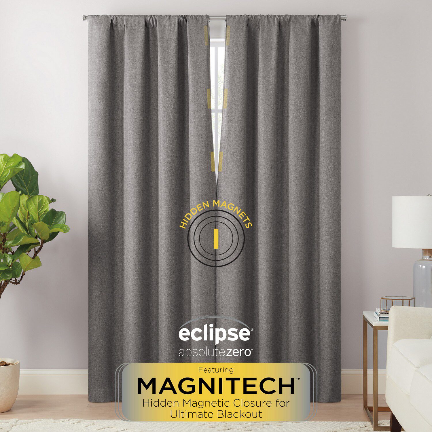 Eclipse Cannes Magnitech Rod Pocket 100% Blackout Single Curtain Panel