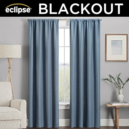 Eclipse Kendall Rod Pocket Blackout Single Curtain Panel