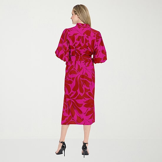 Clover And Sloane Womens Midi V Neck Short Sleeve Floral Shift Dress