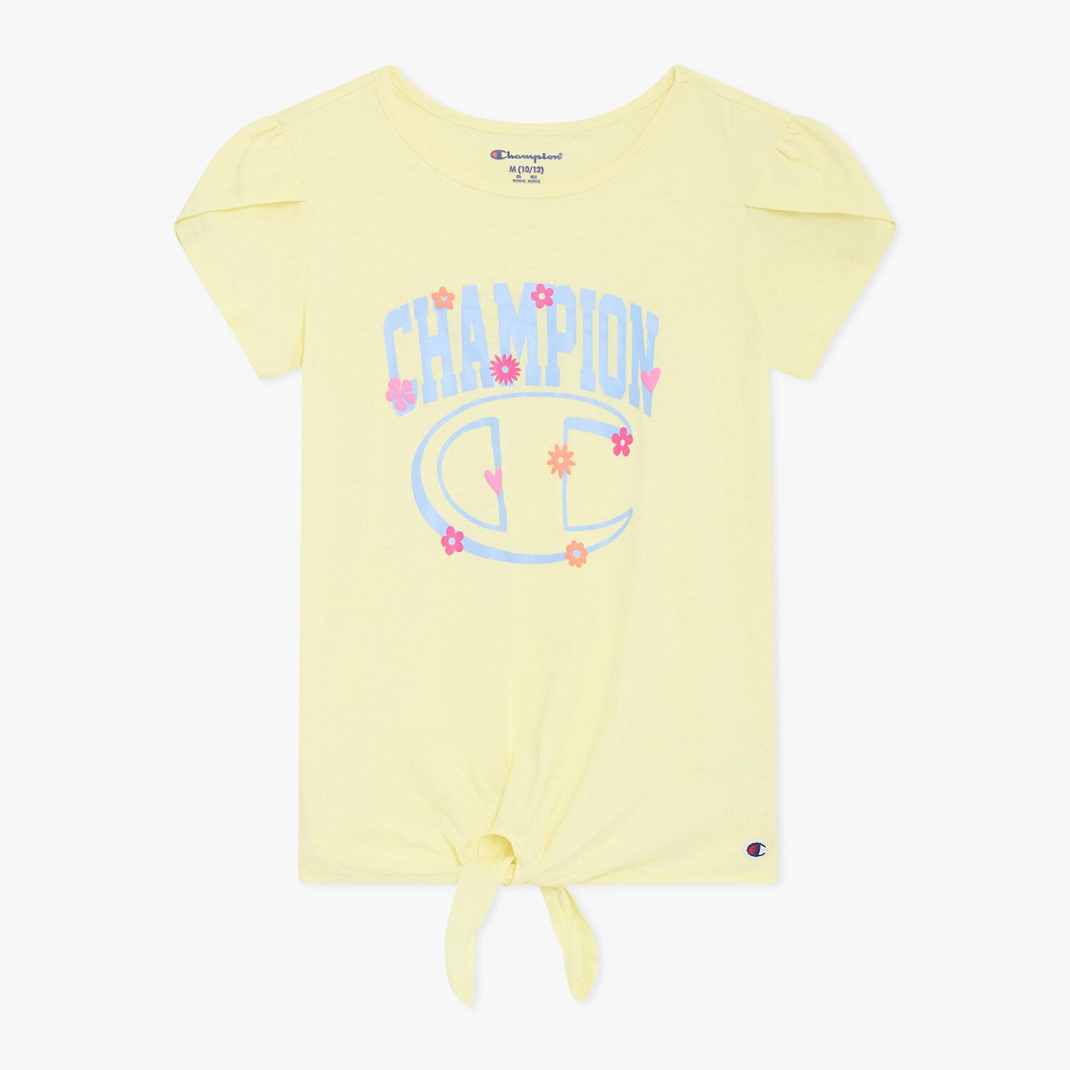 Champion Tie Front Big Kid Girls Round Neck Short Sleeve Regular Fit Graphic T-Shirt