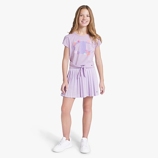 Champion Tie Front Big Kid Girls Round Neck Short Sleeve Regular Fit Graphic T-Shirt