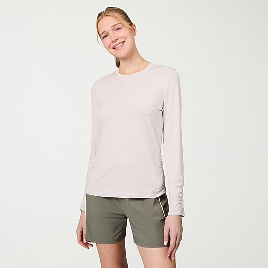 Free Country Womens Crew Neck Long Sleeve Stretch Fabric T-Shirt