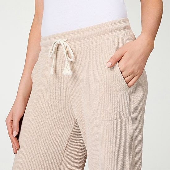 Free Country Womens Comfort Waistband Wide Leg Mid Rise Drawstring Pant