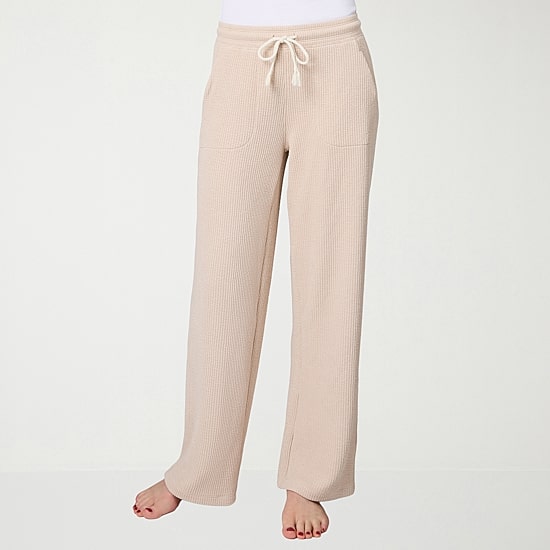 Free Country Womens Comfort Waistband Wide Leg Mid Rise Drawstring Pant
