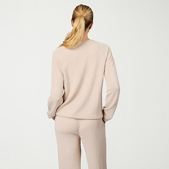 Free Country Womens V Neck Long Sleeve Rib Knit Pullover Sweater