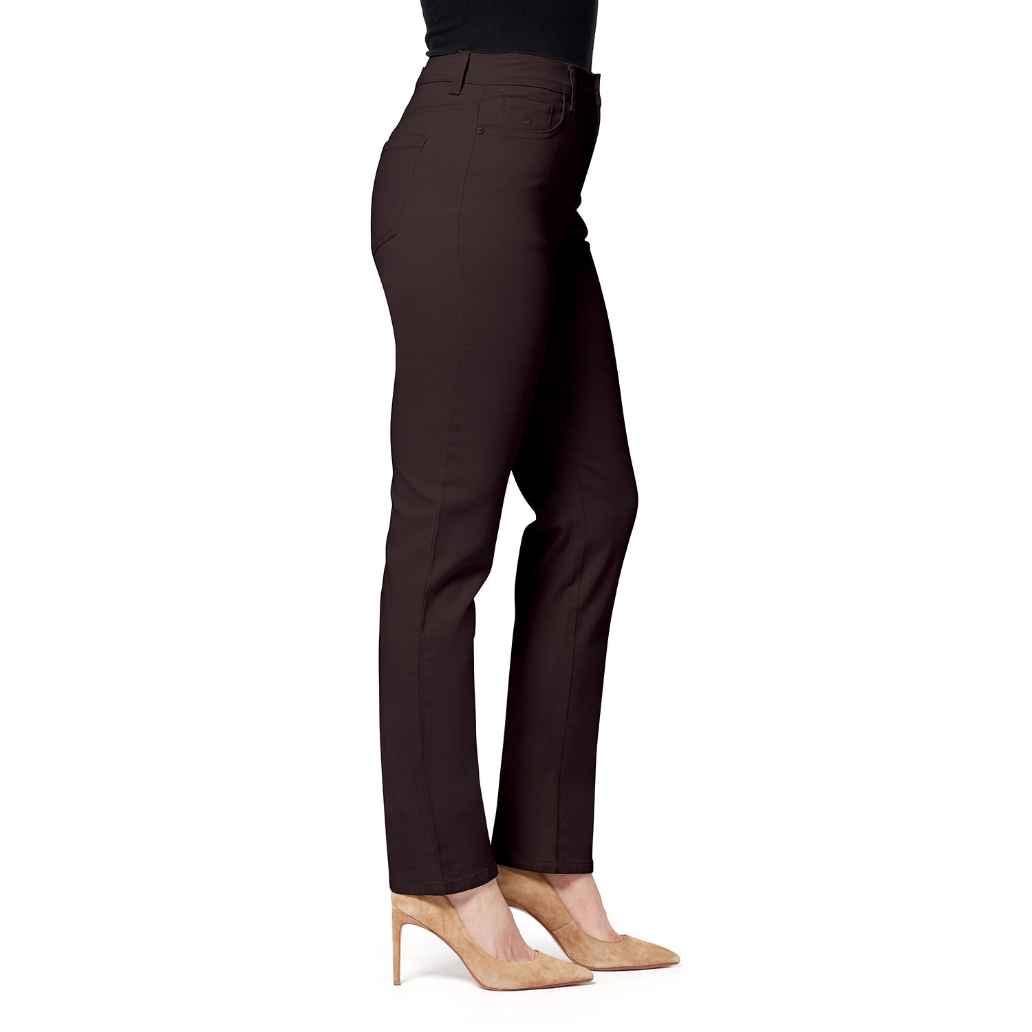 Gloria Vanderbilt Womens Misses Long High Rise Stretch Fabric Tapered Leg Jean